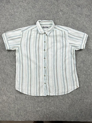 Columbia striped shirt used, Y2K retro casual women's large