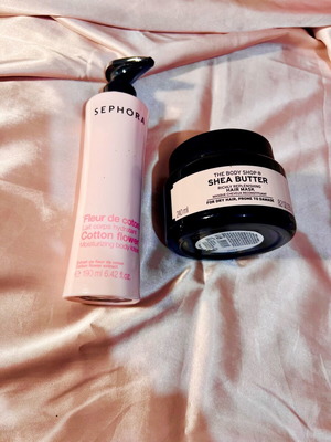 Sephora body cream 190ml and The Body Shop hair mask 240ml set new