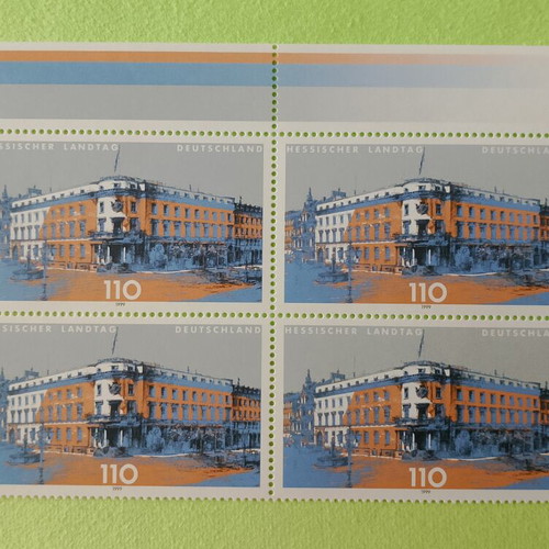 German 1999 stamp with Bonn first day cover, unsealed block