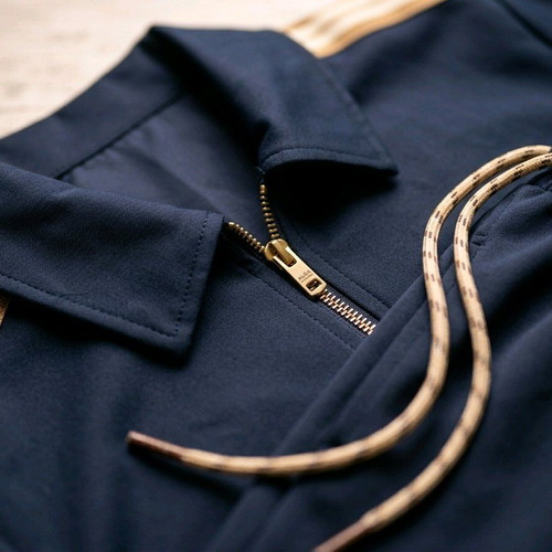 Sporty elegant women's set new, dark blue with beige