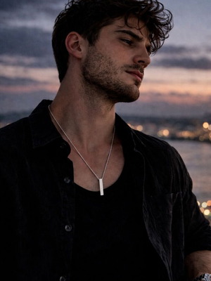 Κολιέ After Sunset ασημί καινούργιο με minimal κάθετο pendant