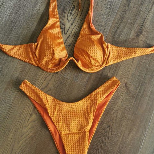 Bikini triangle underwire set size S like new tanned orange