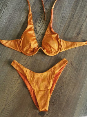 Bikini triangle underwire set size S like new tanned orange
