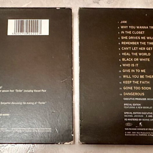 Michael Jackson Thriller and Dangerous CDs like new, special editions