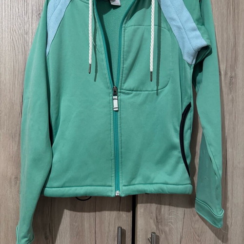 Bonfire women's fleece jacket used, green and turquoise