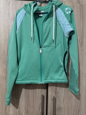 Bonfire women's fleece jacket used, green and turquoise