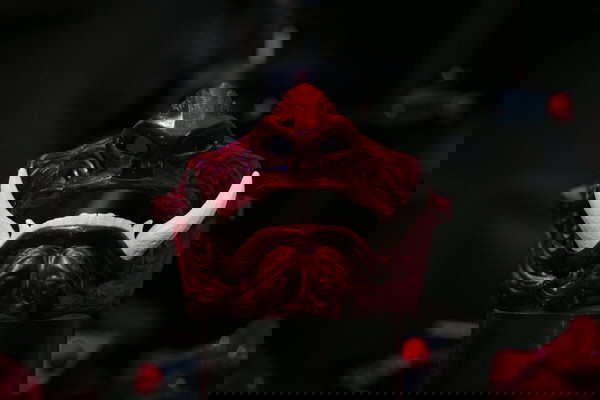 3D Printed Oni Demon Mask – Bloody Red Transparent Decorative Samurai Style