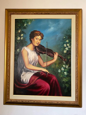 Roberto Rossini framed canvas painting like new