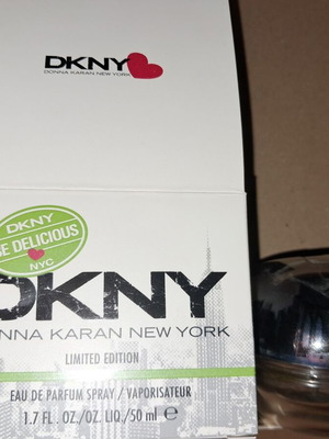 DKNY limited edition Be Delicious perfume bottle used, empty with box