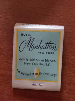 Hotel Manhattan vintage σπιρτόκουτο