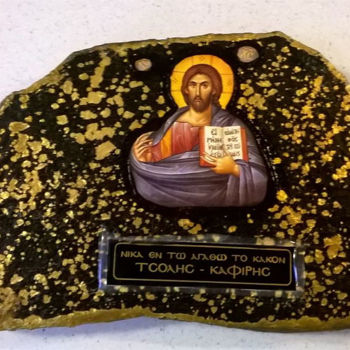 Byzantine icon replicas new, stone set of 2 images