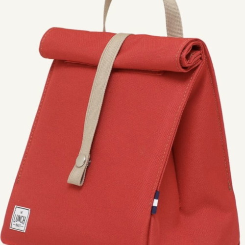 The Original Lunchbag red with beige straps, new