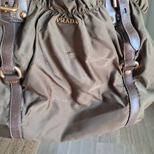 Prada handbag, brown mocha fabric with logo lining, large size