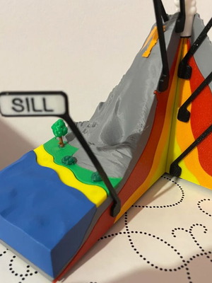 Educational volcano cross-section new 3D model