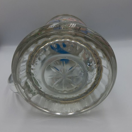 Vintage German Glass Beer Stein with Bicycle Bell Lid BMF Radlerseidel
