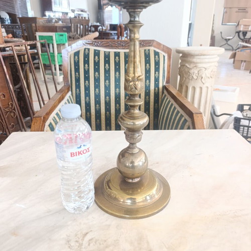 Vintage brass lamp base used, classic tall candlestick