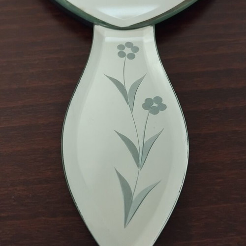 Vintage Venetian Art Deco Hand Mirror like new