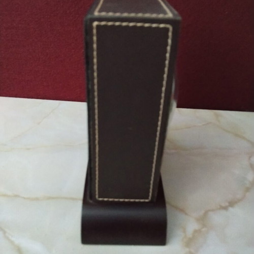 Vintage Alpha - Omega desk clock with leather cover like new