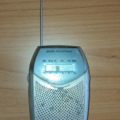 Transistor radio used, battery powered