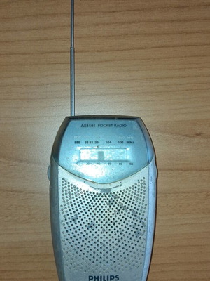 Transistor radio used, battery powered