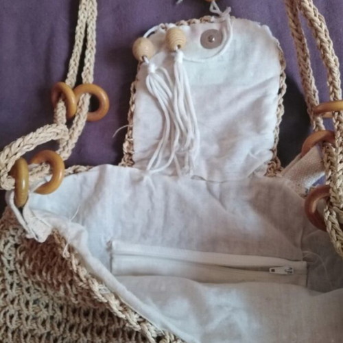 Handmade Straw Shoulder Bag like new, beige, crossbody