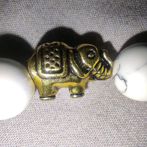 Howlite and Lava Stone Bracelet new with elephant bead