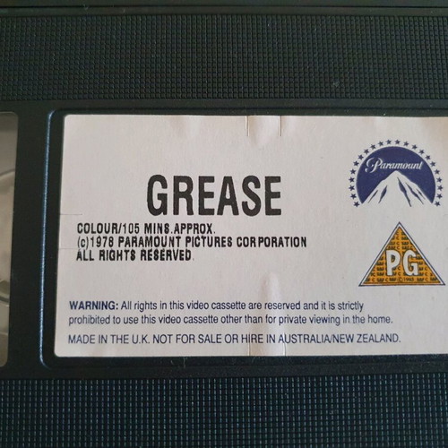 Grease VHS tape used, English version
