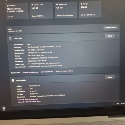 Dell Inspiron 16 Plus 7630 laptop like new with Windows 11 Pro and Office 2021