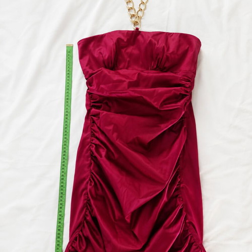 Ysatis satin fuchsia dress with gold chain, size S, evening
