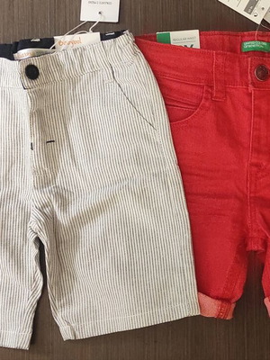 Shorts for 2-year-olds new, Benetton red jeans and BabyBol cream striped