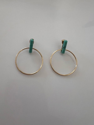 Stud earrings like new, turquoise and gold