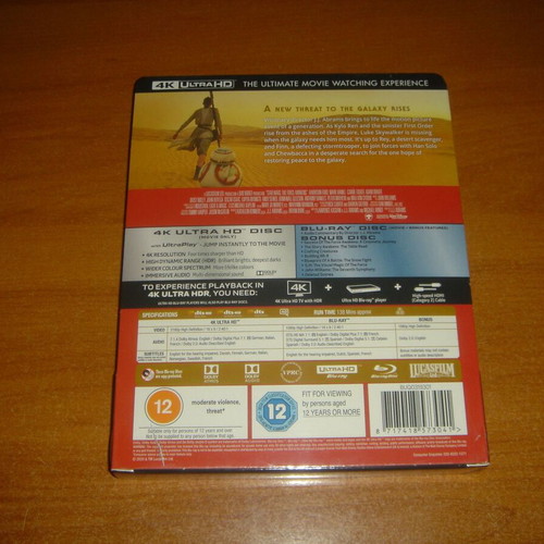 Star Wars The Force Awakens Steelbook καινούργιο, αγγλική έκδοση 4K Ultra HD Blu-Ray
