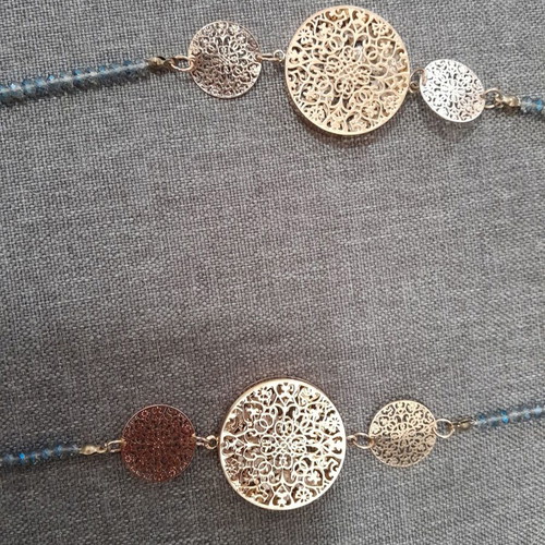Long necklace used gold and turquoise