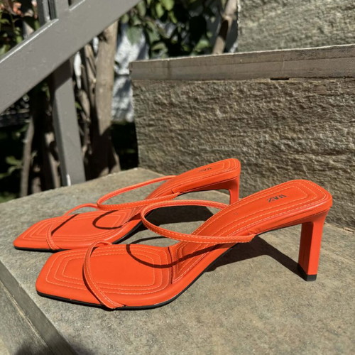 Zara orange strappy sandals like new, 5 cm heel