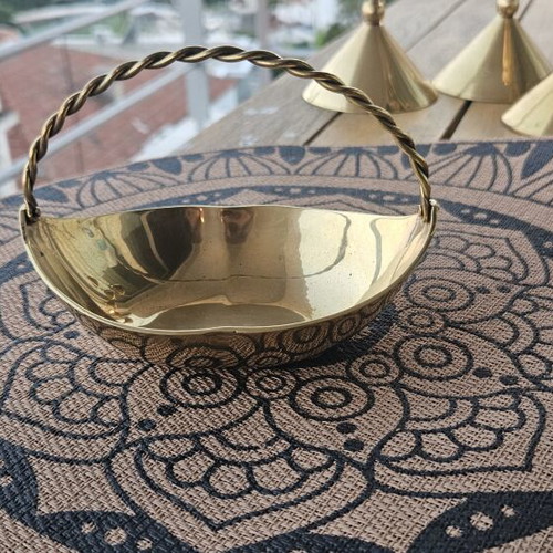 Brass decorative bowl with handle
