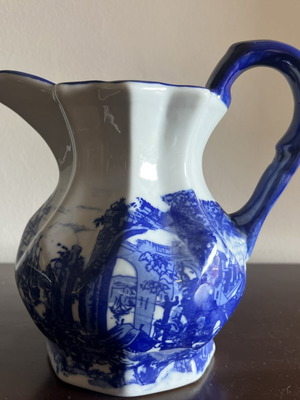 Vintage Victoria Ware Ironstone jug blue and white porcelain