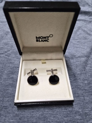 Mont Blanc cufflinks black and silver