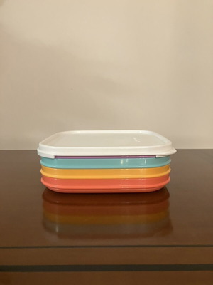 Tupperware To Go Picnic Plate set with lid, mint lilac orange salmon
