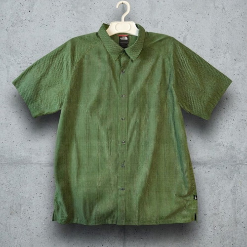 The North Face men's shirt size L, green-black check, like new