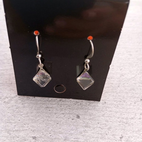 Earrings set with geometric drops and cat studs, new, silver
