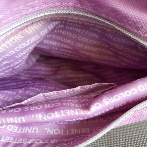 Benetton shoulder bag pink-lilac like new with embroidered flowers