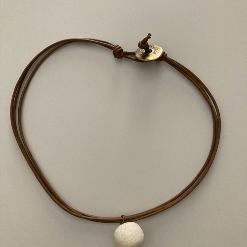 Handmade Athens Protasis necklace with white lava pendant, like new