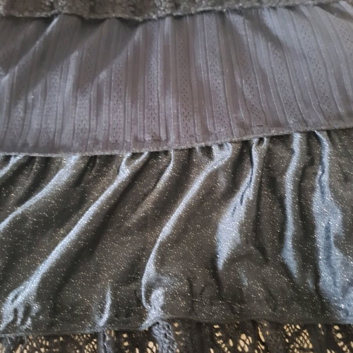 Long skirt Lucifair black like new, elastic waist, layered design