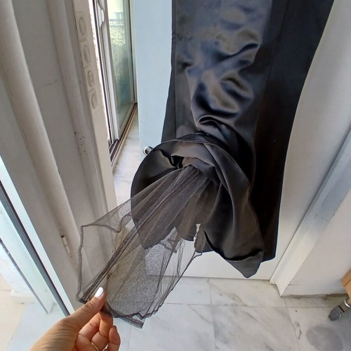 Evening dress strapless fishtail satin black size 36 like new