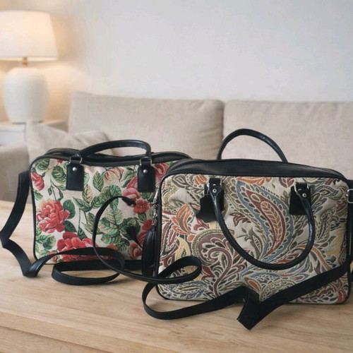 Handmade shoulder bags new with leather details, set of two
