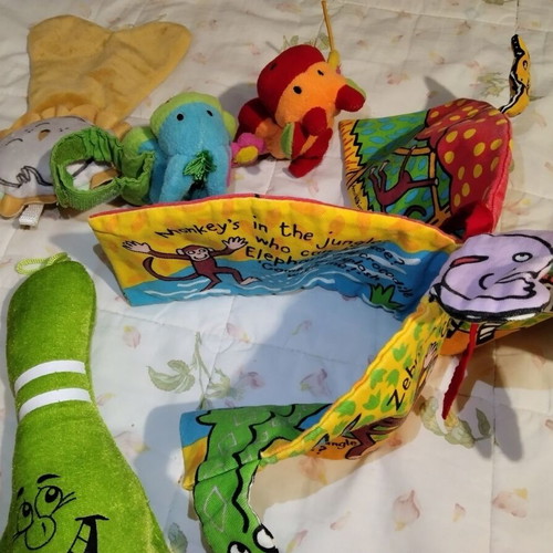 Baby rattles and toys used, set of multiple pieces