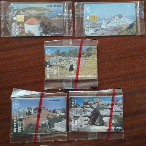 Greek phone cards 1996, pack of 7