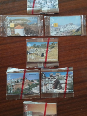 Greek phone cards 1996, pack of 7