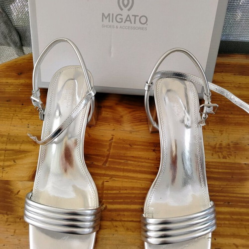 Migato silver sandals like new, size 41, 8 cm heel