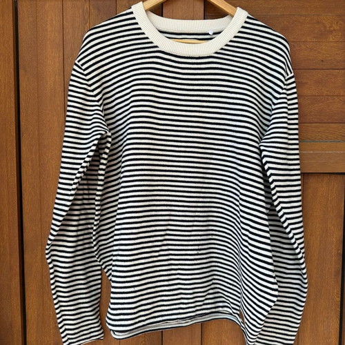 Cottonfield striped cotton sweater like new, size XXL, blue and white